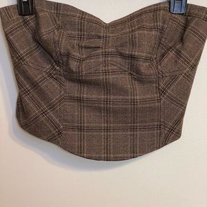 Free People Strapless Plaid Bustier